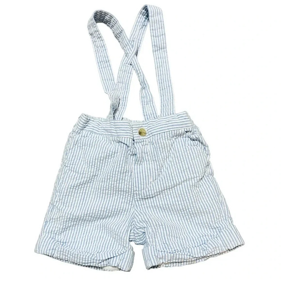 Janie and Jack Other - Janie & Jack 6-12 Month Baby Gingham Blue Overalls Cross Button Straps Unisex